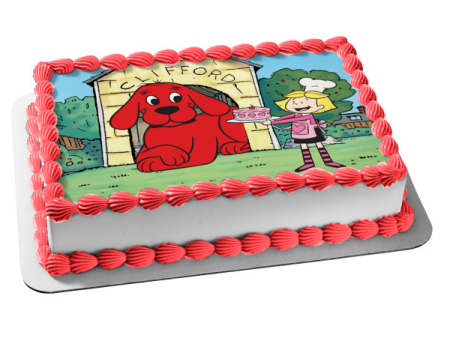 Clifford the Big Red Dog Emily with a  Cake Edible Cake Topper Image ABPID06335 Fashion