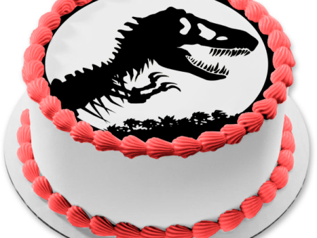 Jurassic Park Tyrannosaurus Rex Skeleton Black and White Edible Cake Topper Image ABPID06549 Fashion