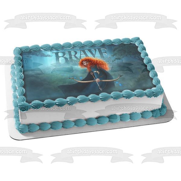 Disney Pixar Brave Merida Bow and Arrow Trees Owl Edible Cake Topper Image ABPID06495 on Sale