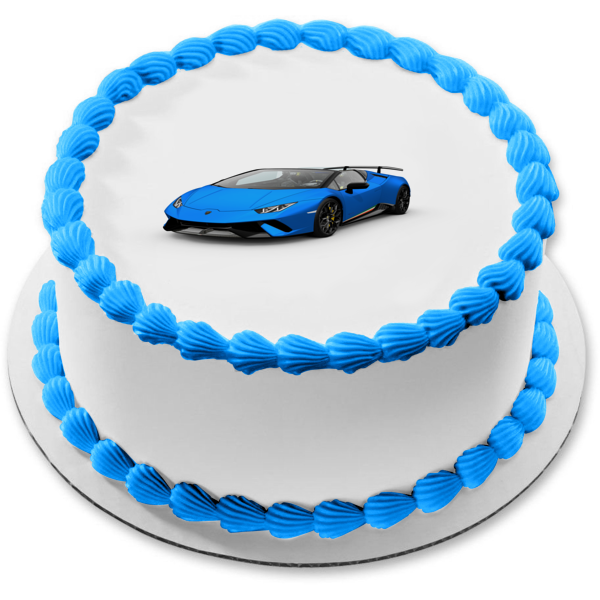 Blue Lamborghini with a White Background Edible Cake Topper Image ABPID06468 Online