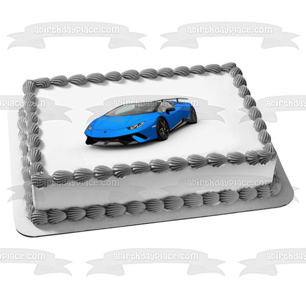 Blue Lamborghini with a White Background Edible Cake Topper Image ABPID06468 Online