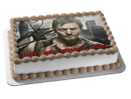 The Walking Dead Darryl with His X-Bow Edible Cake Topper Image ABPID05705 For Sale