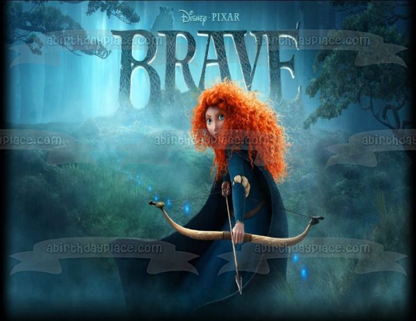 Disney Pixar Brave Merida Bow and Arrow Trees Owl Edible Cake Topper Image ABPID06495 on Sale