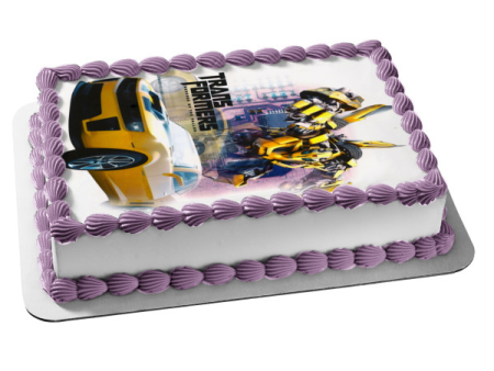 Transformers Reverse of the Fallen Bumblebee Autobot and Goldwheels Edible Cake Topper Image ABPID05231 For Sale