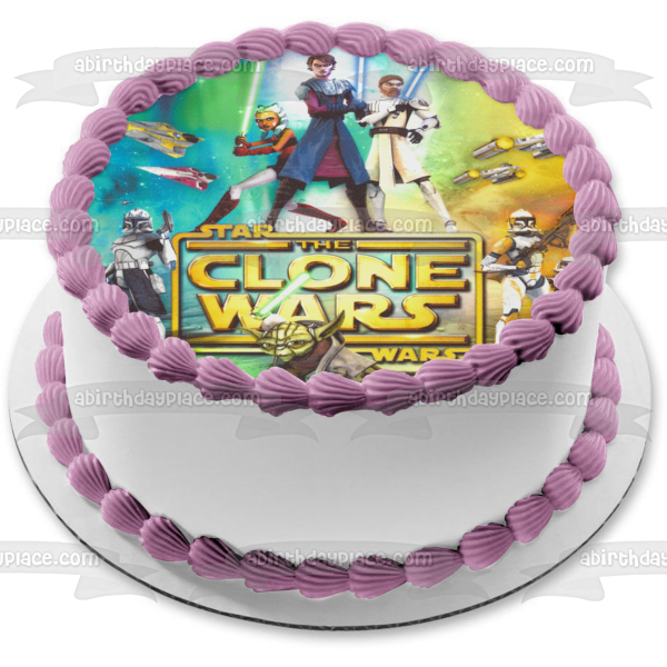 Star Wars: The Clone Wars Yoda Luke Skywalker Storm Troopers and Ahsoka Tano Edible Cake Topper Image ABPID06515 on Sale