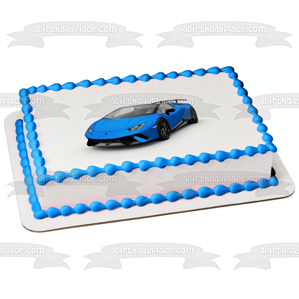 Blue Lamborghini with a White Background Edible Cake Topper Image ABPID06468 Online