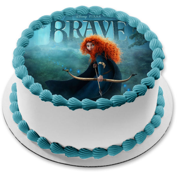 Disney Pixar Brave Merida Bow and Arrow Trees Owl Edible Cake Topper Image ABPID06495 on Sale