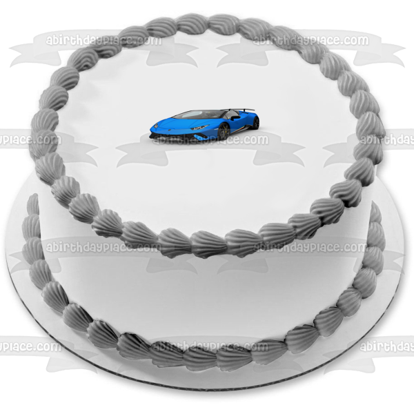 Blue Lamborghini with a White Background Edible Cake Topper Image ABPID06468 Online