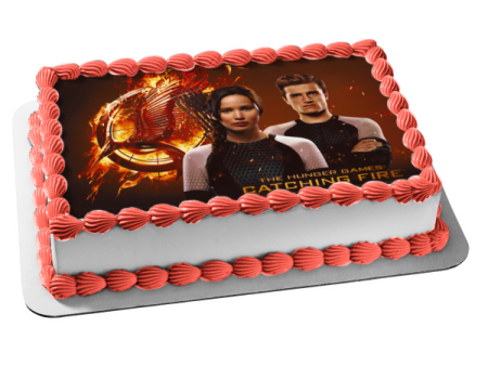 The Hunger Games Catching Fire Katniss Everdeen and Peeta Mellark Edible Cake Topper Image ABPID05787 For Discount