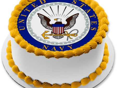 United States Department of the Navy Logo Eagle Flag and Anchor Edible Cake Topper Image ABPID05994 Discount