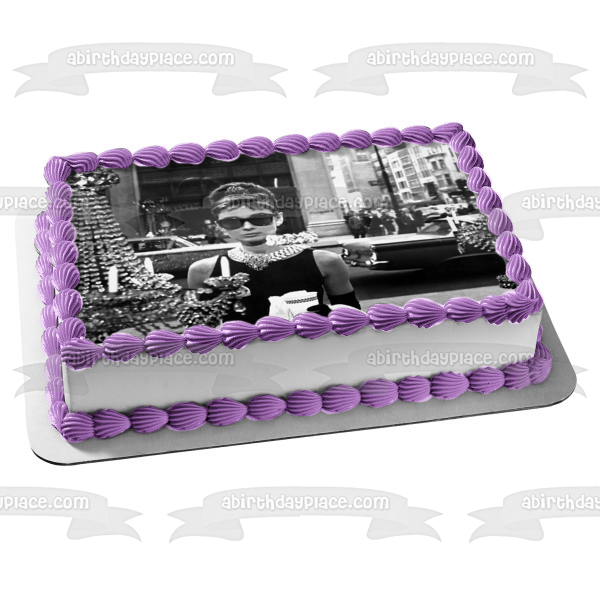 Audry Hepburn Car Jewelry In Black and White Edible Cake Topper Image ABPID06307 on Sale