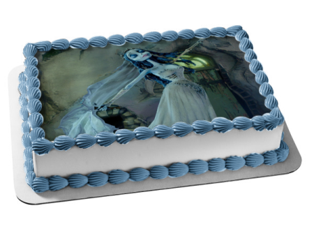 Corpse Bride Emily Crown and  Wedding Gown Edible Cake Topper Image ABPID06411 For Sale