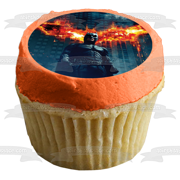 Batman Dark Knight Burning Building In the Background Edible Cake Topper Image ABPID06565 For Discount