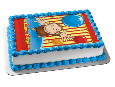 Curious George Jumping Party Balloons Edible Cake Topper Image ABPID05322 Fashion