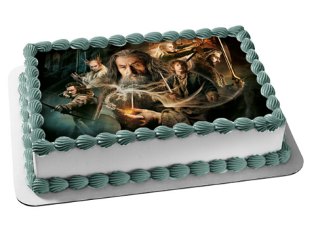 The Hobbit Gandalf Bilbo Thorin Legolas Thranduil Tauriel and Bard Edible Cake Topper Image ABPID06498 Online Hot Sale