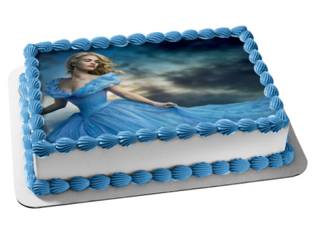 Cinderella In a Ball Gown with a Grey Sky Background Edible Cake Topper Image ABPID06579 Online Sale