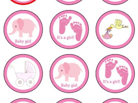 Baby Shower It s a Girl Stork Elephant and a Stroller Edible Cupcake Topper Images ABPID06324 For Cheap