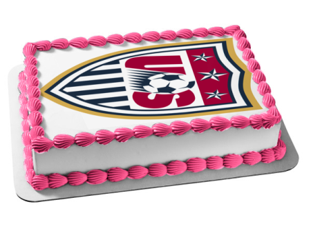 United States Soccer Logo Red White Blue Edible Cake Topper Image ABPID05632 Online Hot Sale