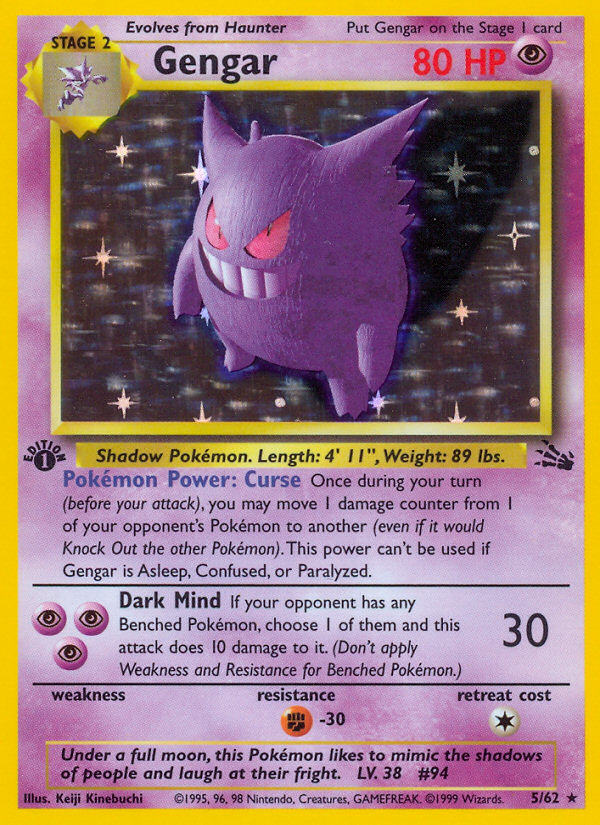 Gengar (5 62) [Fossil 1st Edition] For Sale