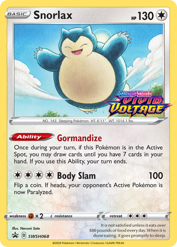 Snorlax (SWSH068) (Prerelease Promo) [Sword & Shield: Black Star Promos] For Cheap